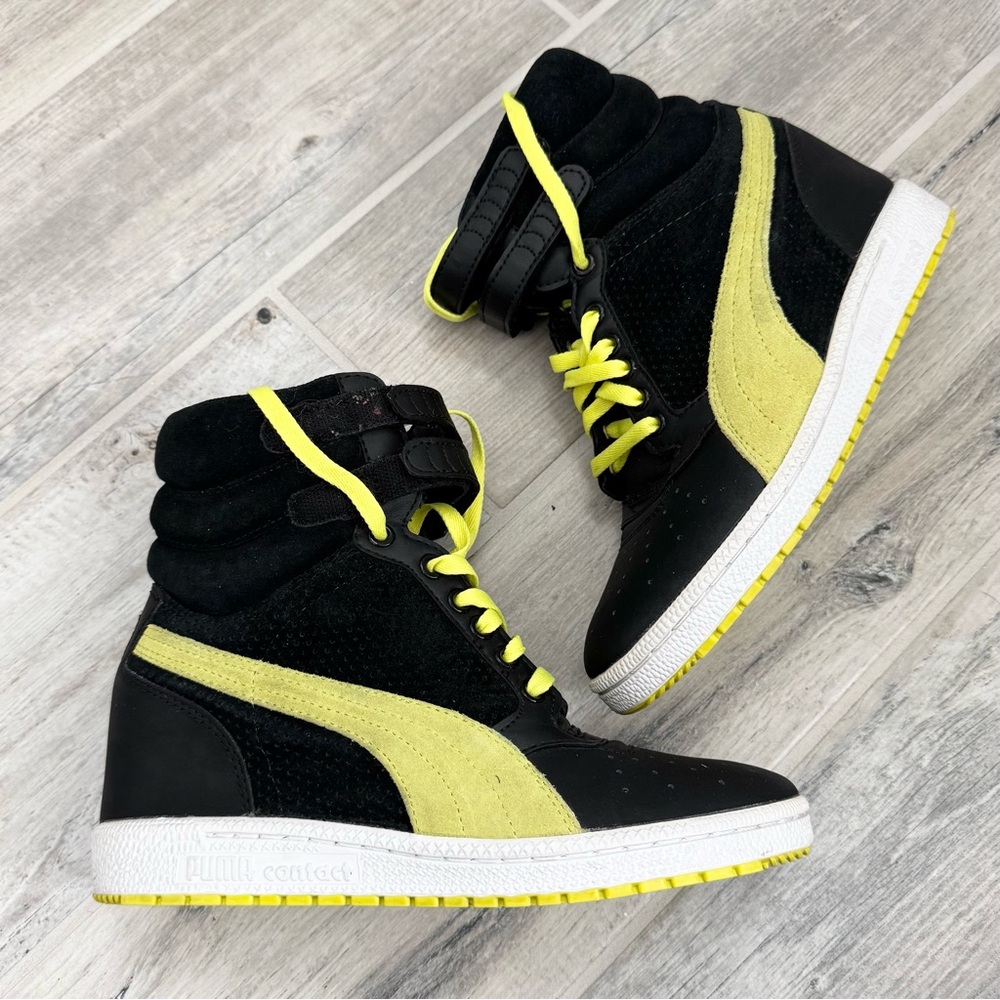 Puma Black & Yellow High-Top Sneakers